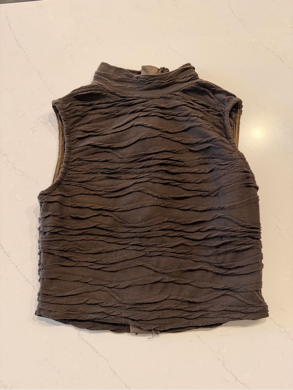 Women's Sleeveless Textured Mock Neck Top & Pant Set  - Brown